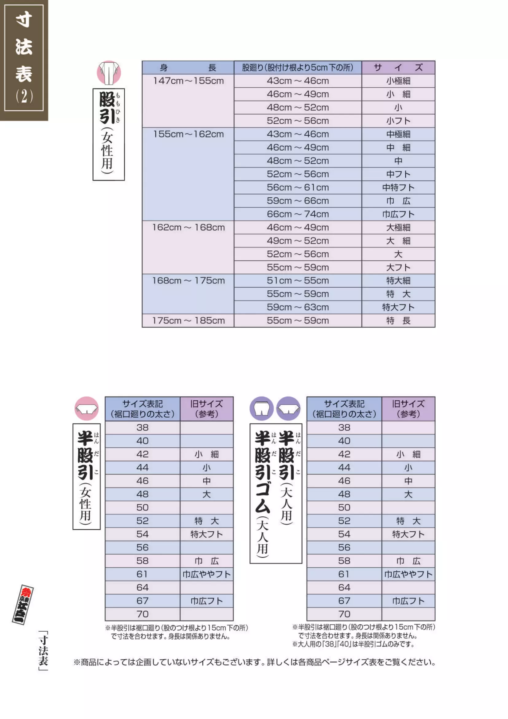 各種寸法表